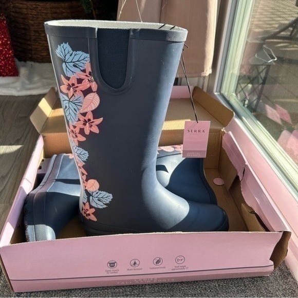 💋NEW Serra rain boots 👢 floral navy 9 - Picture 12 of 16